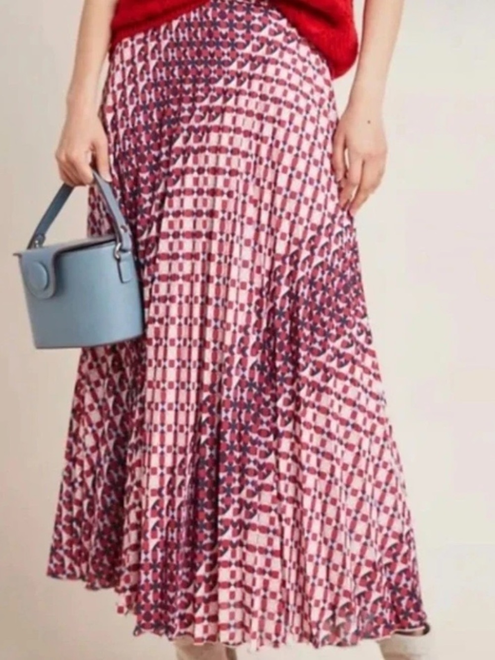 Maeve Anthropologie Pleated Pull On Geometric Pattern Maxi Skirt XSP (runs big)